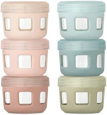 Ello Clean Start 4oz Glass Baby Food Storage Containers, 6 Pack, Sunny Shore by Ello