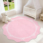 GarveeHome 5ft Round Rugs Washable Scalloped Bow Rug by GarveeHome