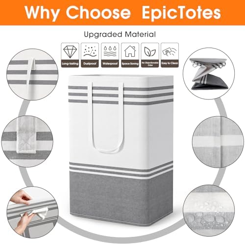 3 Pack Large Laundry Baskets, Laundry Hampers, Freestanding Waterproof - Image 4