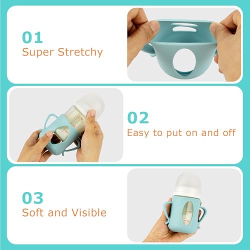 Silicone Sleeves for Pigeon Baby Bottles 5.4oz, Anti Breakage Glass Baby Bottle - Image 7