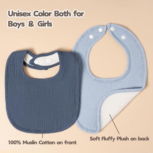 Susurration Muslin Baby Drool Bibs 10Pack Soft Square Adjustable Bandana Bibs - Image 4