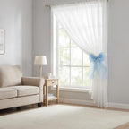 2 Pack French Lace Bow Curtain Tiebacks, Light Blue - Image 4