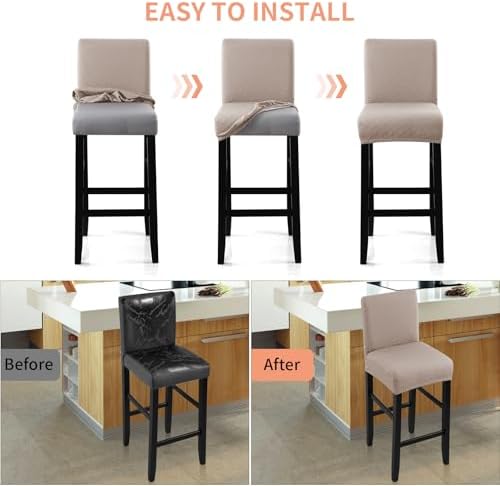 Fuloon Waterproof Barstool Covers Chair Slipcovers, 4 Pack - Image 6