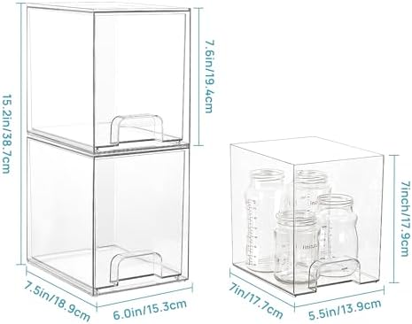 Vtopmart Clear Stackable Storage Drawers, 4 Pack Tall Plastic Organizers - Image 2