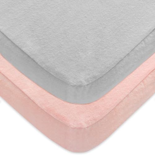 Pack and Play Sheets Girls, 100% Cotton Flannel, Portable Mini Crib Sheet by Moonsea