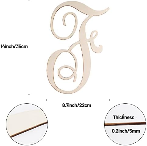 Cursive Wooden Letters F for Wall Decor Large Wood Monogram Letters 14 Inch - Image 2