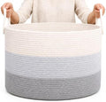 OrganiHaus Round Toy Basket & Blanket Basket, Cotton Rope 20x13" by OrganiHaus