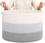 OrganiHaus Round Toy Basket & Blanket Basket, Cotton Rope 20x13" by OrganiHaus