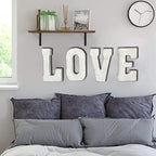 ABELOTS Large Wood Distressed White Wash Alphabet Wall Decor Monogram Letter - Image 6