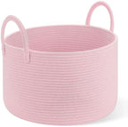 Extra Large Woven Throw Blanket Basket, 20 x 12 in, Blush Pink - Image 7