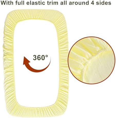 NTBAY Mini Crib Muslin Fitted Sheets, 2 Pack, 24 x 38, Light Yellow - Image 4