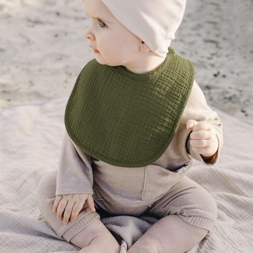 Konssy 8-Pack Muslin Baby Bibs, Adjustable Fit - Image 6