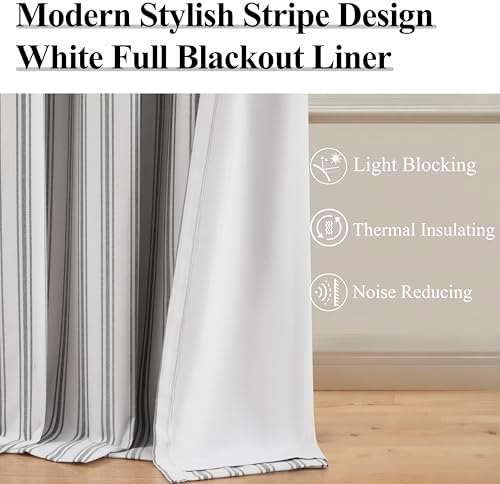 ZJDECOR Black Striped Full Blackout Cotton Blended Panels - Image 2