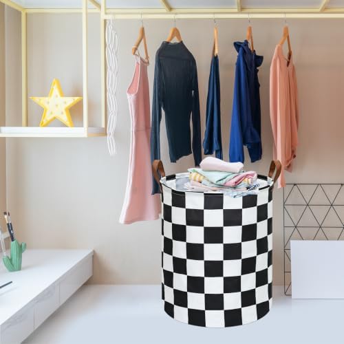 MAIZMZ Checkered Flag Canvas Storage Basket 63L Waterproof Laundry Hamper - Image 3