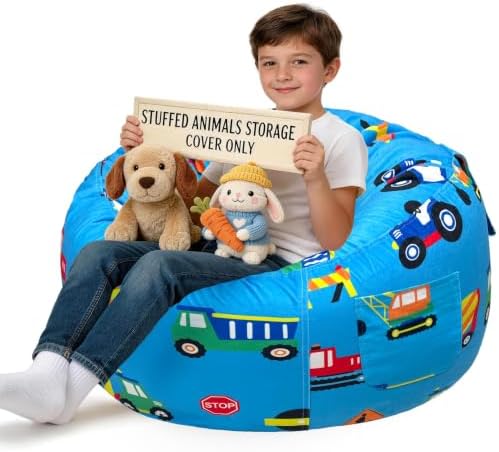 Lukeight Stuffed Animal Storage Bean Bag Chair Cover by Lukeight