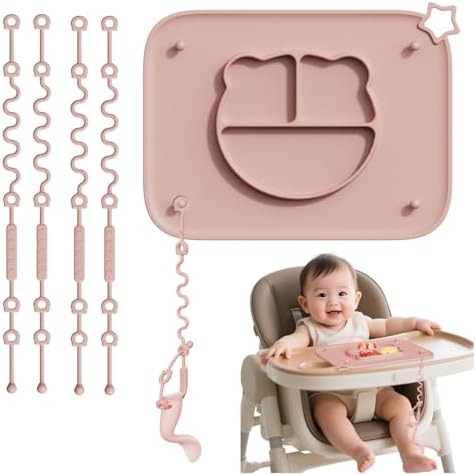 1 Pack Silicone Mat for Babies, Baby Placemat Built-in Suction Base and by Cathill