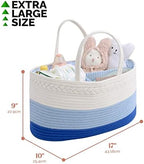 luxury little Diaper Caddy Organizer, Large Cotton Rope Nursery Baby Basket - Image 3
