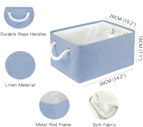 Storage Bins with Sturdy Cotton Handles, Fabric Storage Baskets - Image 6