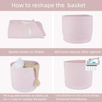 XUANGUO Cotton Rope Basket For Girls Kids 16”X14” pink - Image 7