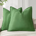 Foindtower Linen Solid Decorative Throw Pillow Covers 20x20 Forest Green by Foindtower
