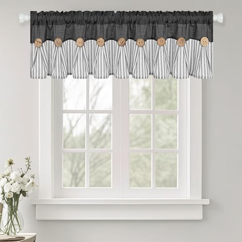 ASPMIZ Farmhouse Cotton Linen Valances by ASPMIZ