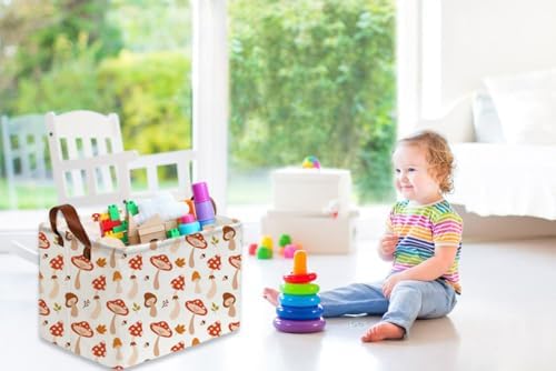 Sanjiaofeng Rectangular Kids Basket Cute Storage Bins, Mushroom Storage Basket - Image 5