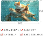 Bathtub Mat Non Slip 26.8x15.1In, Cat Riding Turtle Ocean Bath Mat - Image 4