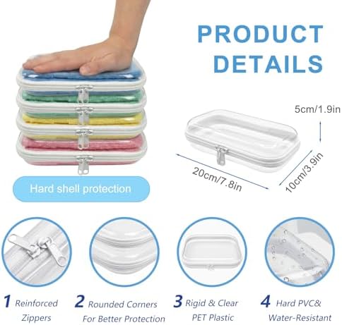 4 Pack Clear Hard Shell Zipper Case, Hard Plastic Zipper Pouches - Image 3
