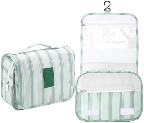 Hanging Toiletry Bag for Women, Portable Sage Green Travel Summer Beach Bag by Pengxiaomei