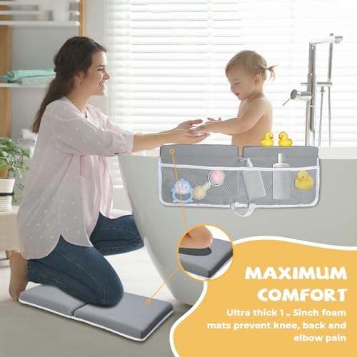 Bath Kneeler and Elbow Rest Pad Set, Quick Dry Baby Bath Kneeling Pad Thick - Image 2