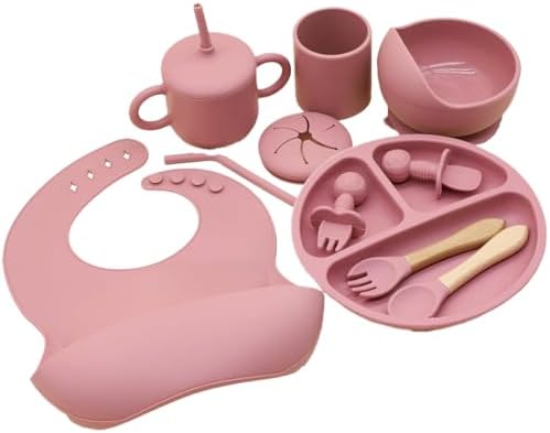 Silicone Baby Feeding Tray Dusty Pink Mealtime Plate by Unknown