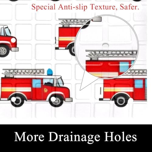 Shower Mat Non Slip, Fire Truck Pattern Anti Slip Bath Mat - Image 2