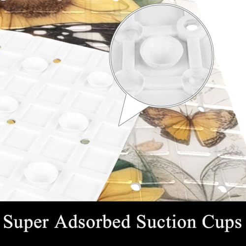 Shower Mat Non Slip 26.8 x 15.1 Inches, Butterfly Sunflowers Bathtub Mat Shower - Image 3
