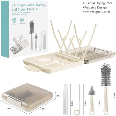 6 in 1 Baby Bottle Brush Set, Bottle Cleaner Brush Kit - Image 2