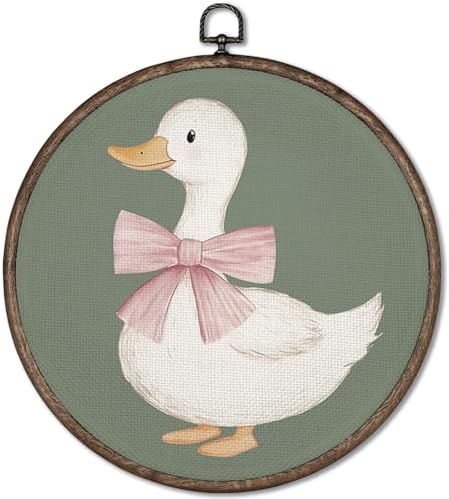 GWFSJYU Sage Green Duck Framed Wall Art, Duck Nursery Decor, Vintage Animal by Unknown