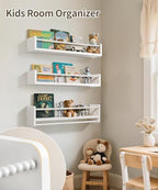 Maxpeuvon Kids Bookshelves for Wall, 23 Inch White Floating Shelf Set of 3 - Image 5