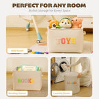 Large Toy Storage Box, Stuffed Animal Storage Basket Line Cotton Fabric - Image 4