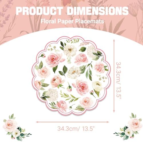 50PCS Floral Paper Placemats, 13.5in Summer Table Mats - Image 2