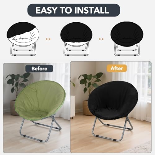 Velvet Stretch Saucer Chair Cover, Round Moon Chair Cover - Image 5
