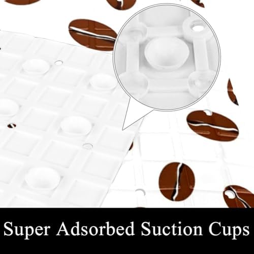 Shower Mat Non Slip 26.8 x 15.1 Inches, Coffee Beans Bathtub Mat Shower Stall - Image 3