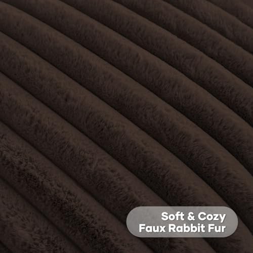 FUTEI Pack of 2 Faux Fur Throw Pillow Covers 12x20 Inch, Dark Coffee - Image 2