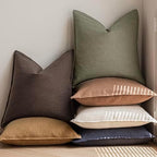 Foindtower Linen Solid Decorative Throw Pillow Covers 26x26 Reddish Brown - Image 6