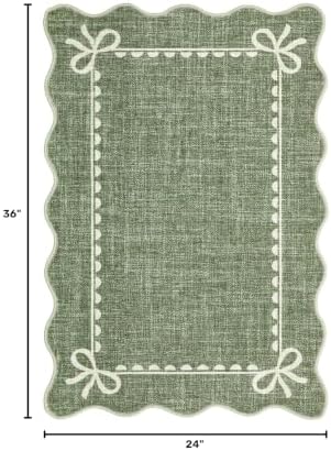 GarveeHome Scalloped Entryway Rug 2x3 Washable Front Door Bow Rug - Image 2