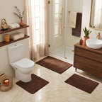 GRANNY SAYS Brown Bathroom Rugs Set 3 Piece, Soft Microfiber Bath Mats by GRANNYSAYS