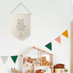 Qpenm Ocean Nursery Decor, Stay Wild Ocean Child Wall Hanging Canvas Banner - Image 4