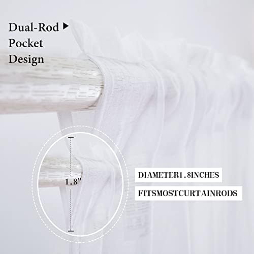 MIULEE Solid White Kitchen Sheer Valance Linen Look Window Curtain, Living Room - Image 2