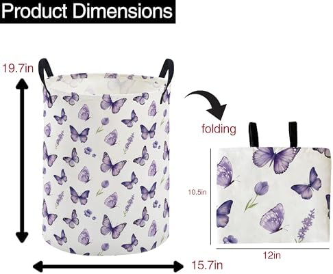 ESSME Kids Laundry Basket, Butterfly Hamper Collapsible Canvas Waterproof - Image 2