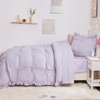 Twin Comforter Set for Girls, Boho Pintuck Bedding Comforter Sets, 4 Pieces - Image 6