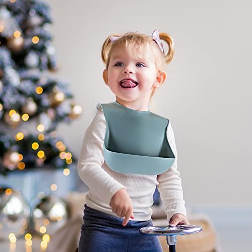 Eascrozn Silicone Bibs for Babies Toddler Set of 3, BPA Free - Image 3