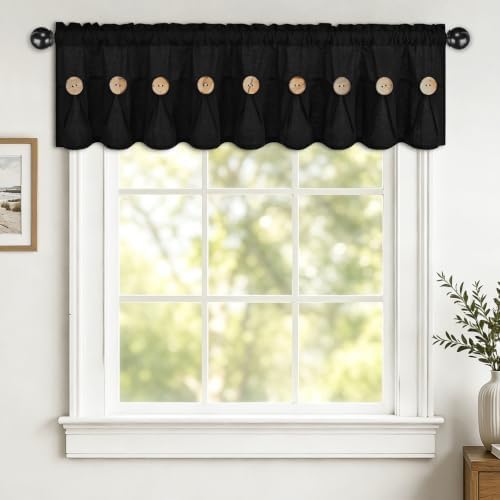 FRAMICS Farmhouse Valance Curtains, Boho Cotton Linen Kitchen Valance, Rod - Image 3